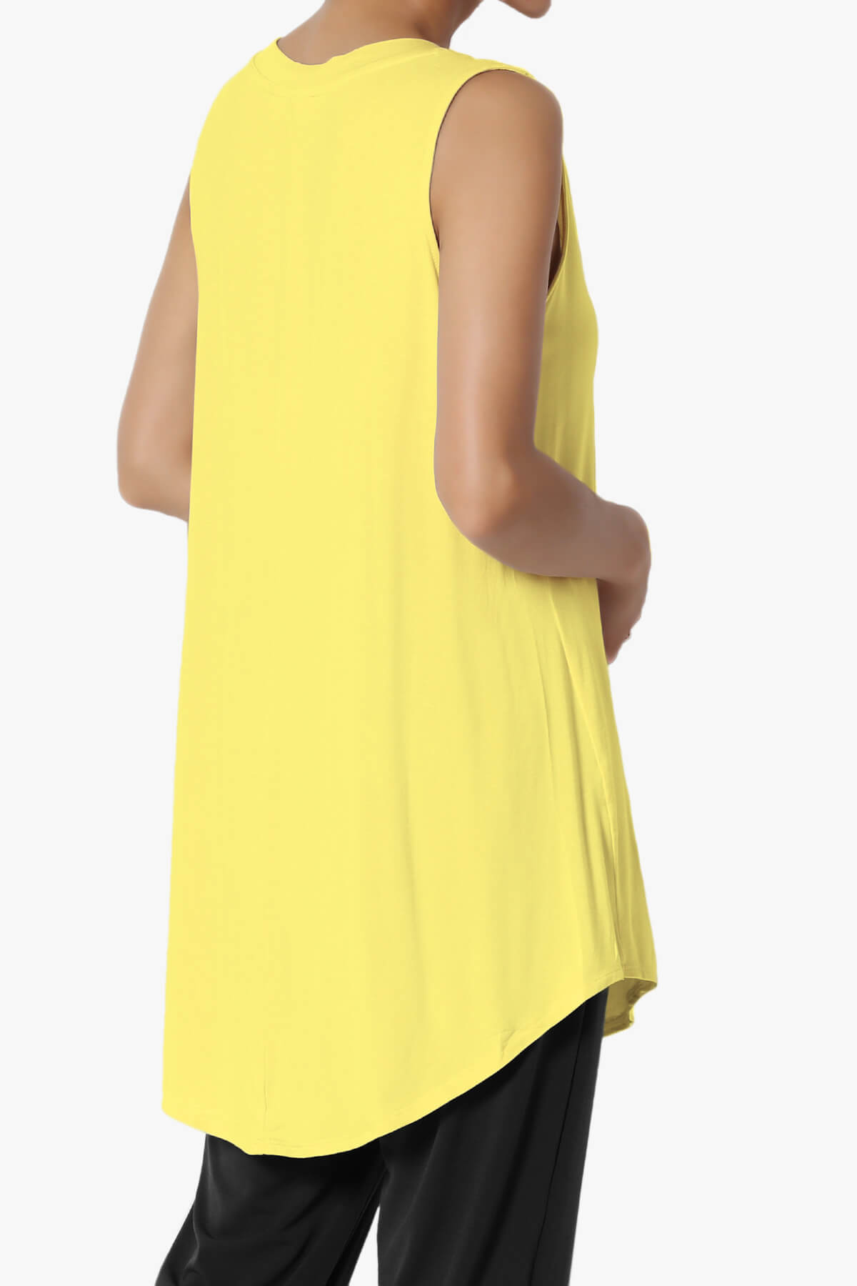 Myles Sleeveless V-Neck Luxe Jersey Top YELLOW_4