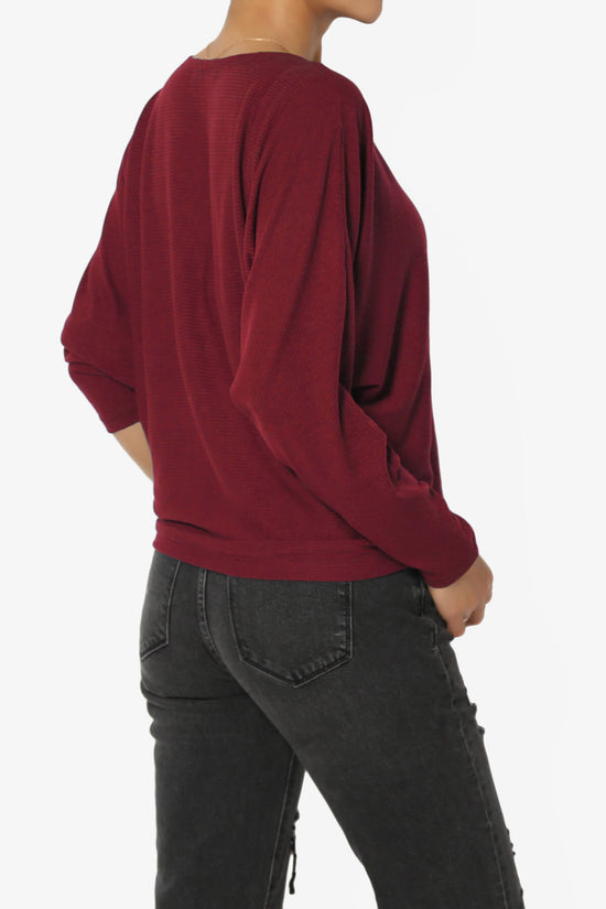 Pepper Dolman Sleeve Ribbed Top BURGUNDY_4