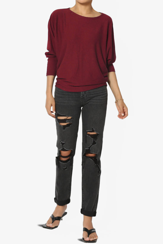 Pepper Dolman Sleeve Ribbed Top BURGUNDY_6