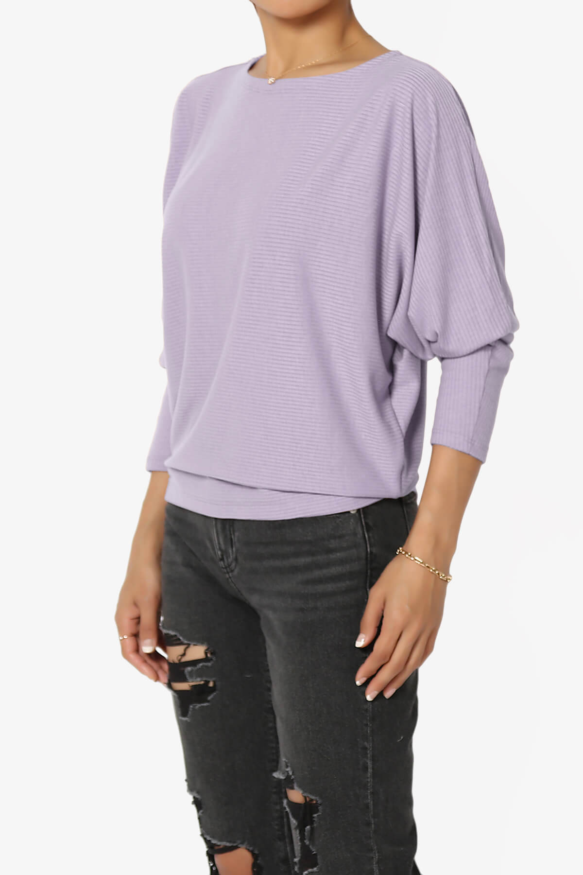 Pepper Dolman Sleeve Ribbed Top LAVENDER_3