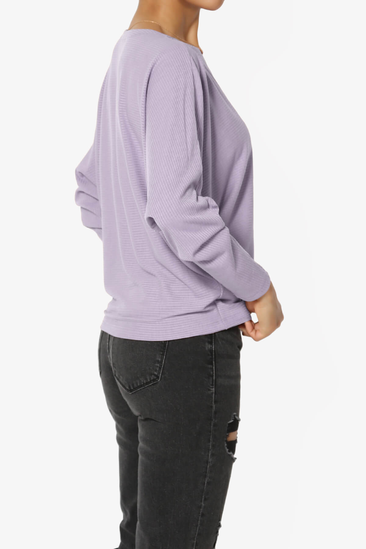 Pepper Dolman Sleeve Ribbed Top LAVENDER_4