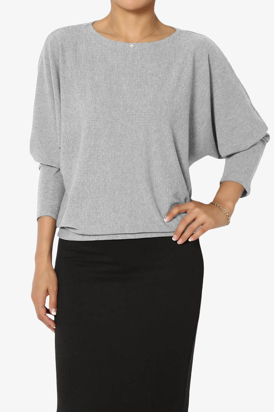 Pepper Dolman Sleeve Ribbed Top MED HEATHER_1