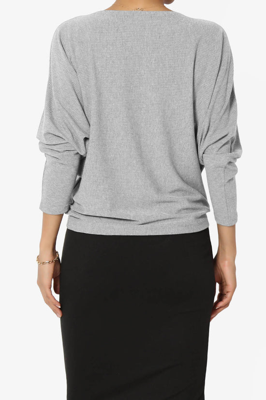 Pepper Dolman Sleeve Ribbed Top MED HEATHER_2