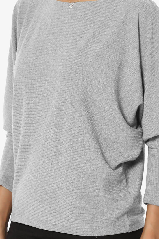 Pepper Dolman Sleeve Ribbed Top MED HEATHER_5