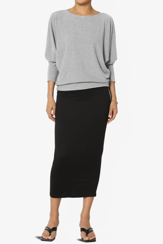 Pepper Dolman Sleeve Ribbed Top MED HEATHER_6