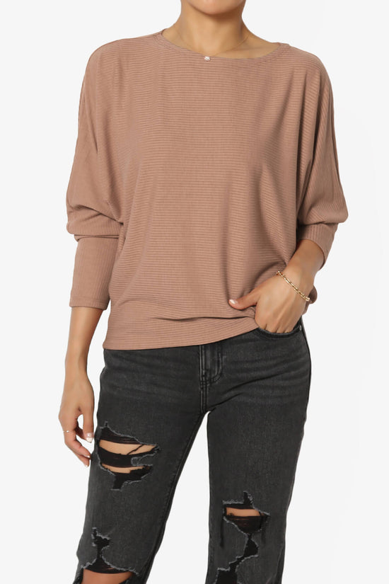 Pepper Dolman Sleeve Ribbed Top MOCHA_1