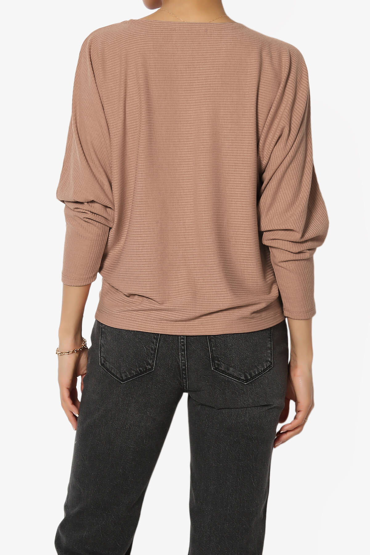 Pepper Dolman Sleeve Ribbed Top MOCHA_2