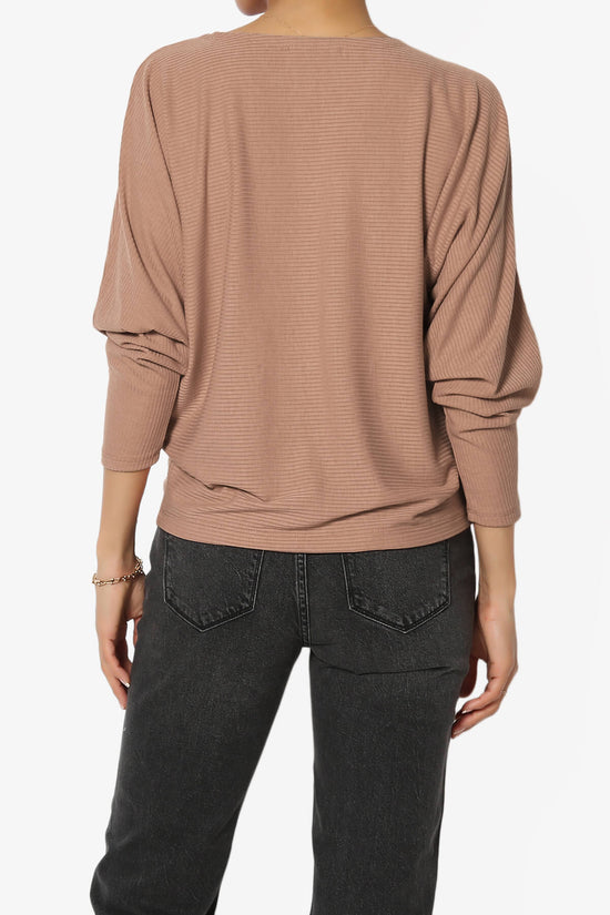 Pepper Dolman Sleeve Ribbed Top MOCHA_2