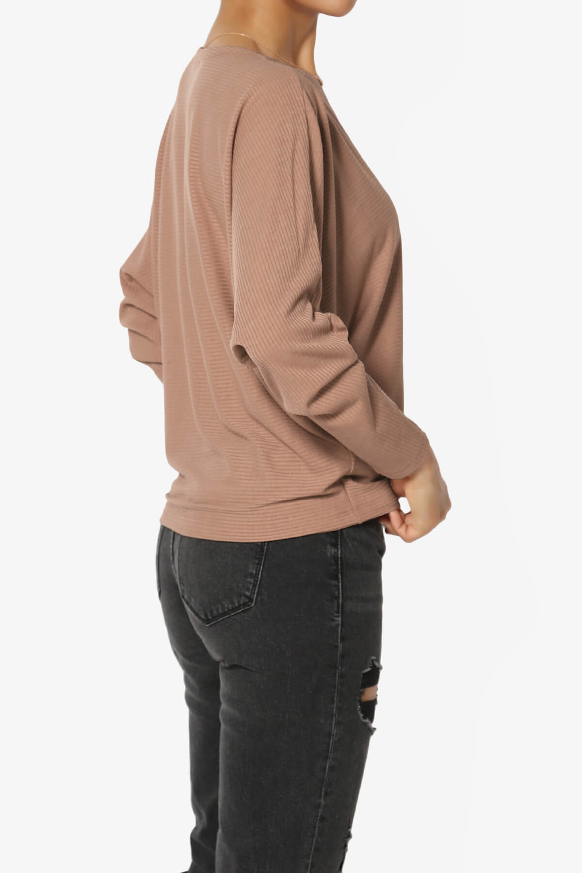Pepper Dolman Sleeve Ribbed Top MOCHA_4