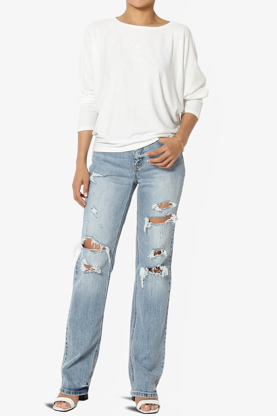 Pepper Dolman Sleeve Ribbed Top OFF WHITE_6