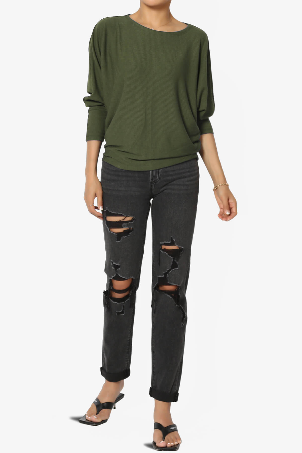 Pepper Dolman Sleeve Ribbed Top OLIVE_6