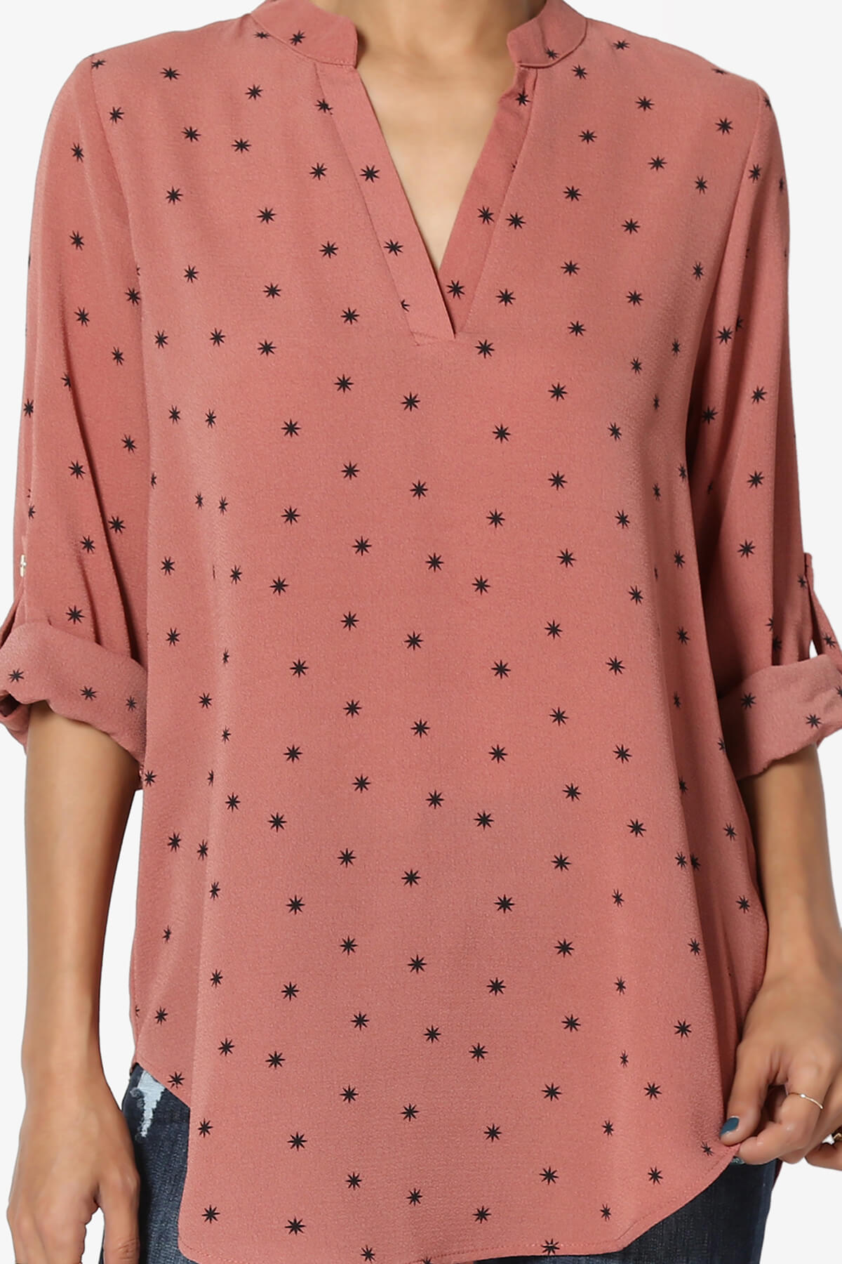 Victoria Snowflake Split Neck Blouse MAUVE_5