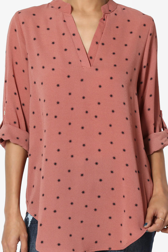 Victoria Snowflake Split Neck Blouse MAUVE_5