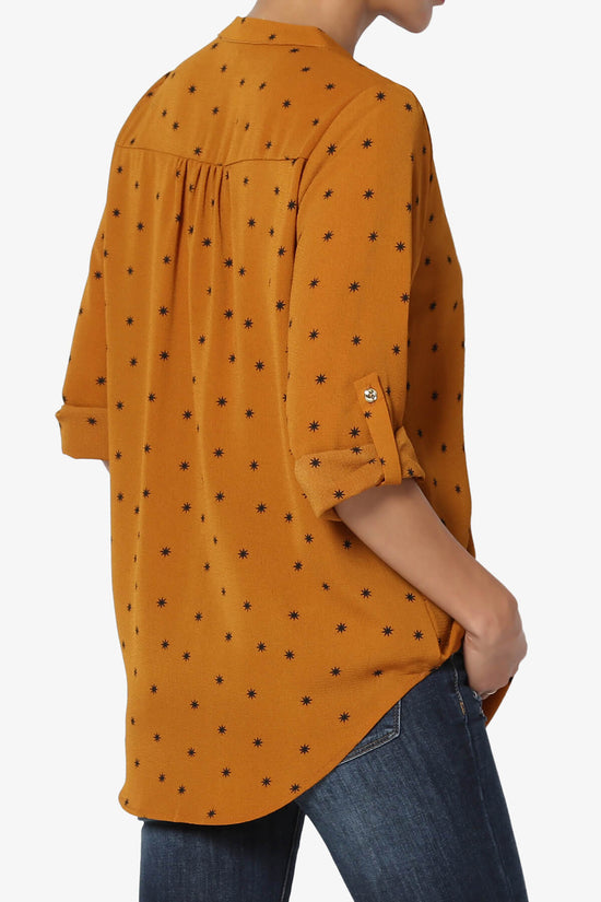 Victoria Snowflake Split Neck Blouse MUSTARD_4