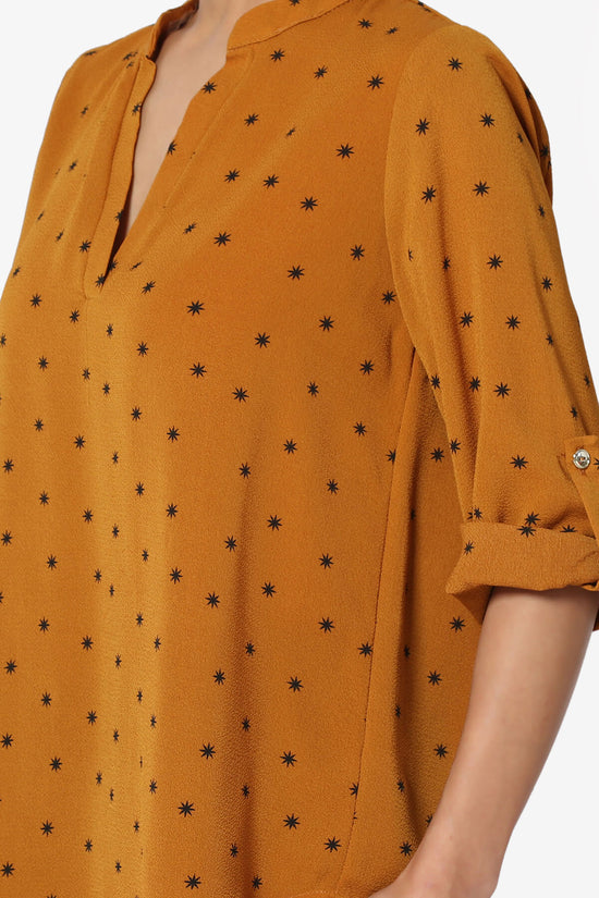 Victoria Snowflake Split Neck Blouse MUSTARD_5