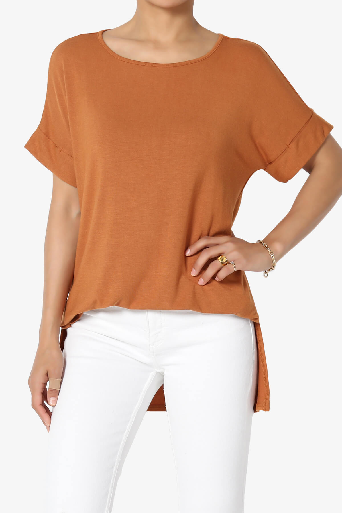 Poloma Modal Jersey Boat Neck Top ALMOND_1