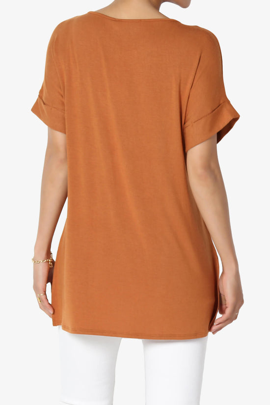 Poloma Modal Jersey Boat Neck Top ALMOND_2