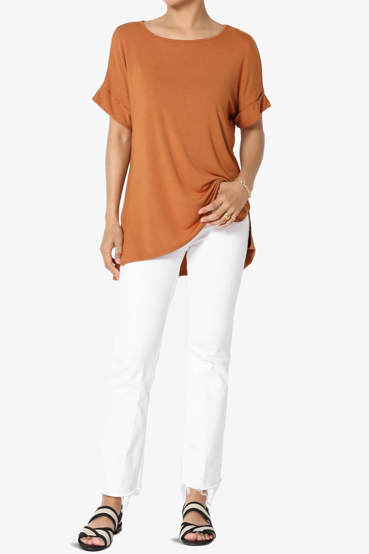 Poloma Modal Jersey Boat Neck Top ALMOND_6