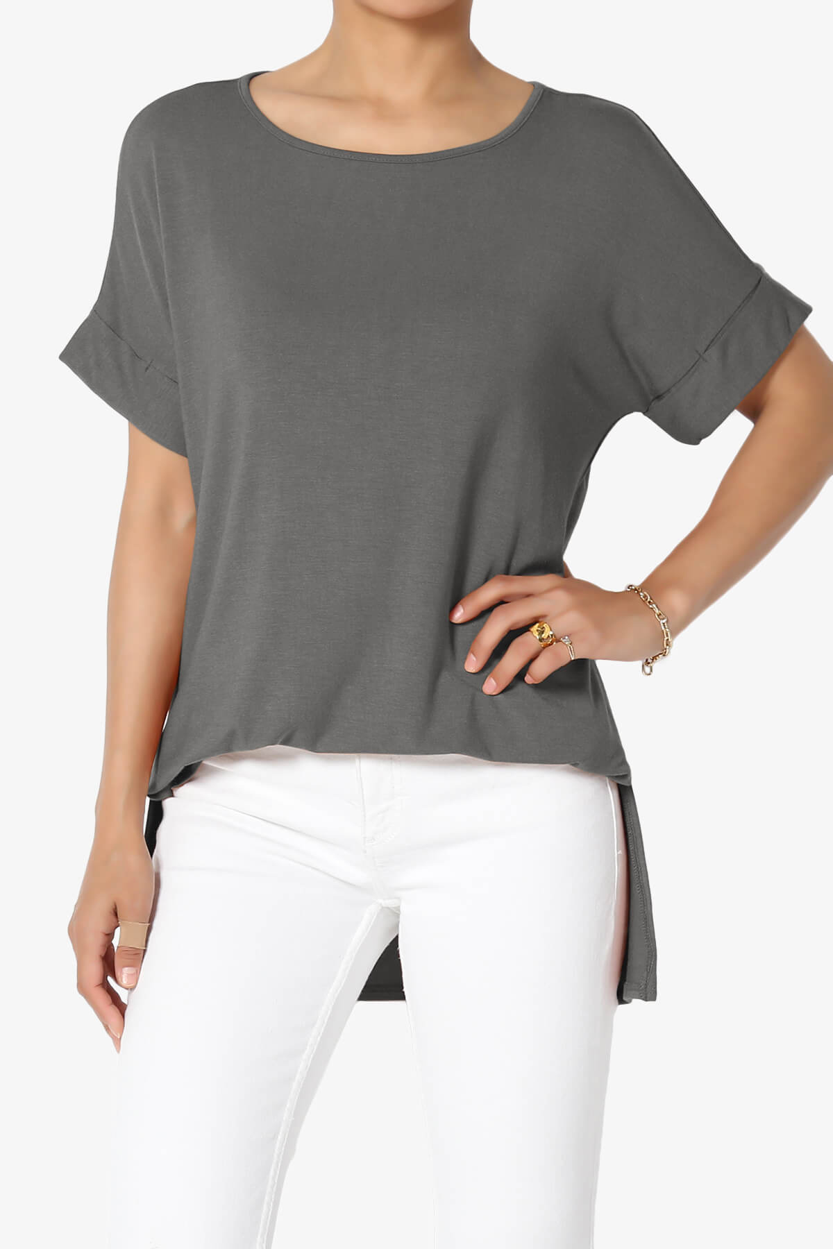 Poloma Modal Jersey Boat Neck Top ASH GREY_1