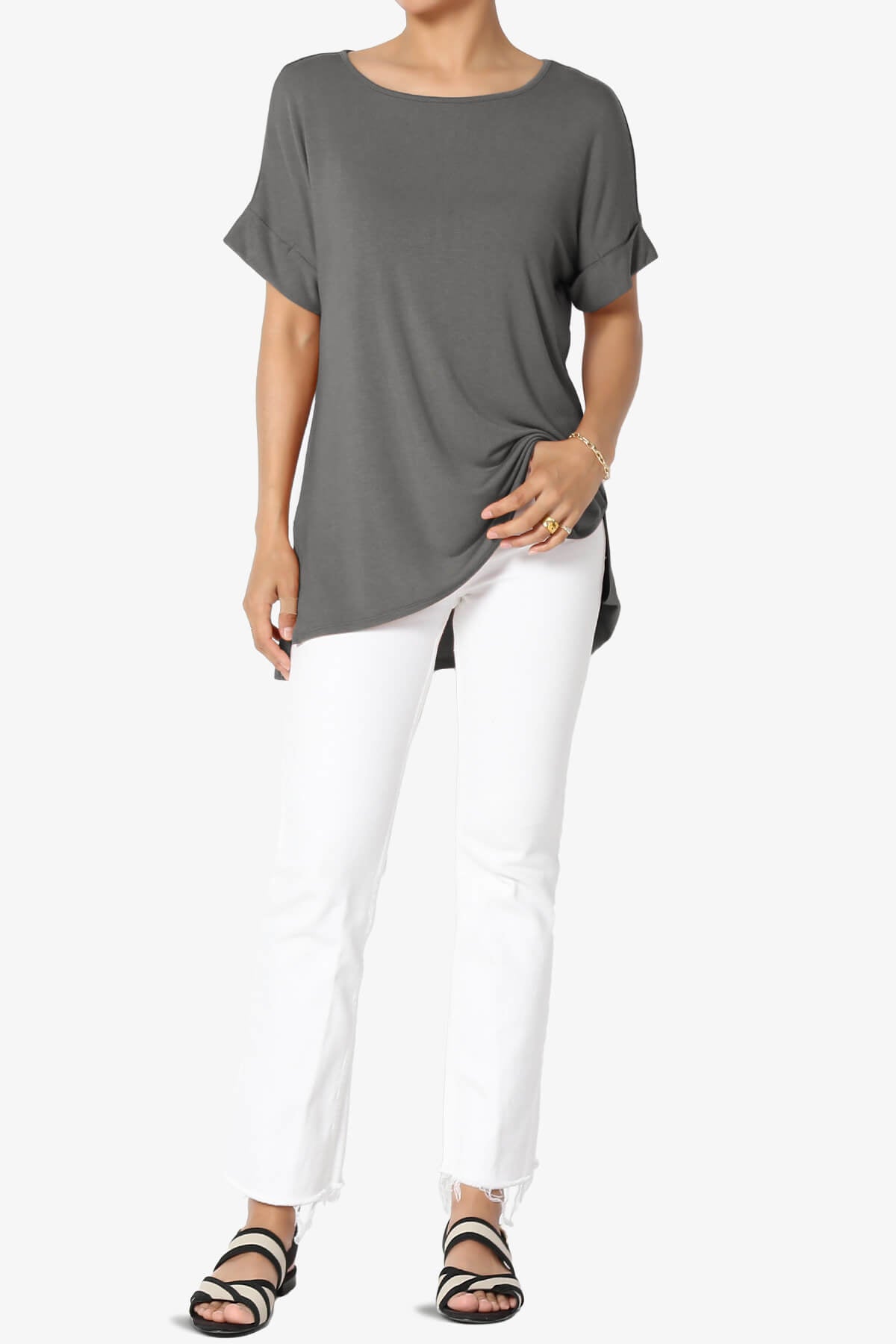 Poloma Modal Jersey Boat Neck Top ASH GREY_6