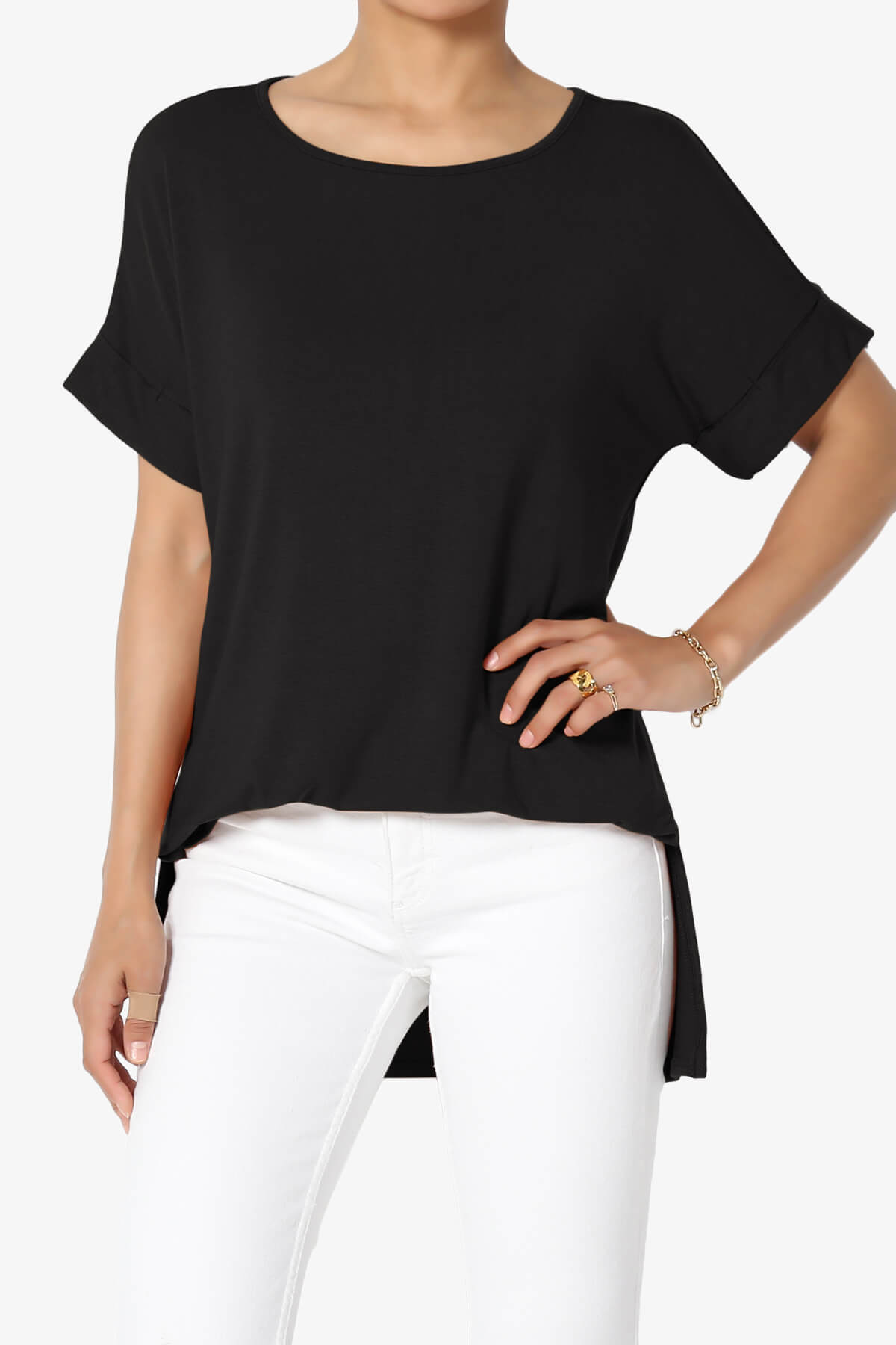 Poloma Modal Jersey Boat Neck Top BLACK_1