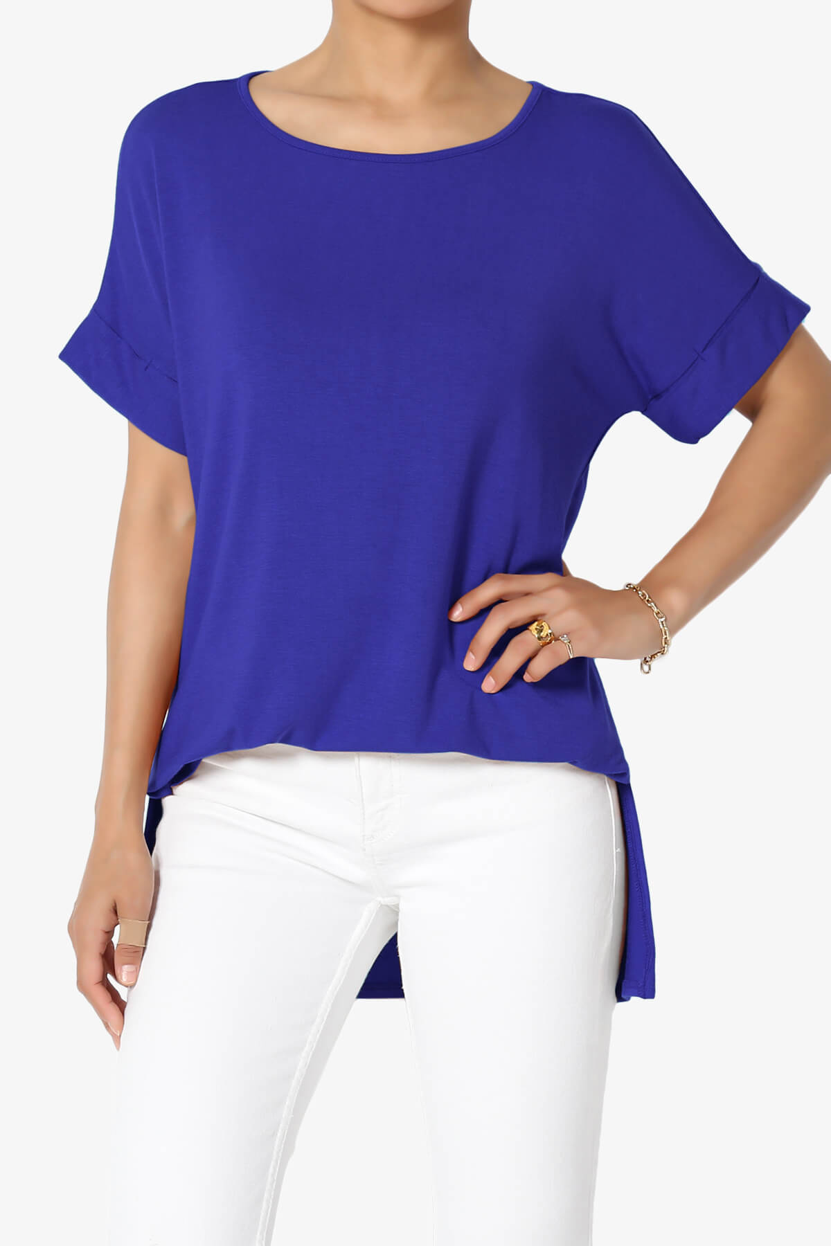 Poloma Modal Jersey Boat Neck Top BRIGHT BLUE_1