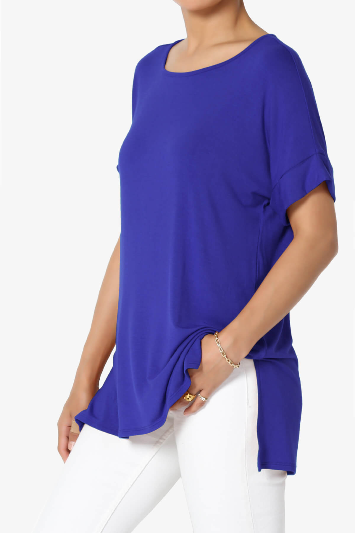 Poloma Modal Jersey Boat Neck Top BRIGHT BLUE_3