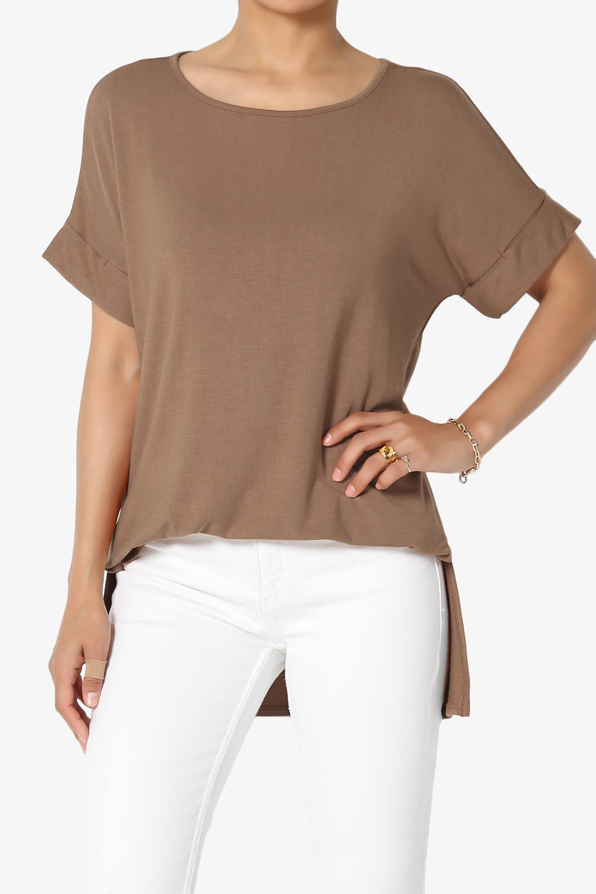 Poloma Modal Jersey Boat Neck Top DEEP CAMEL_1
