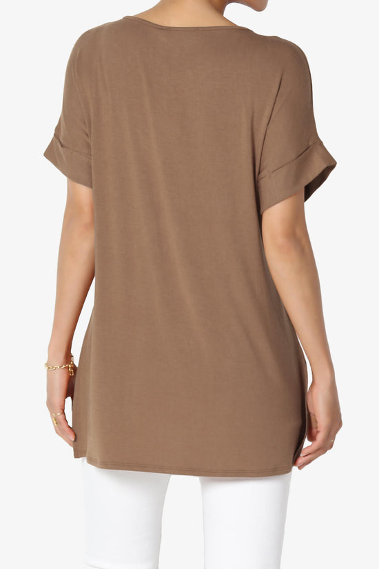 Poloma Modal Jersey Boat Neck Top DEEP CAMEL_2