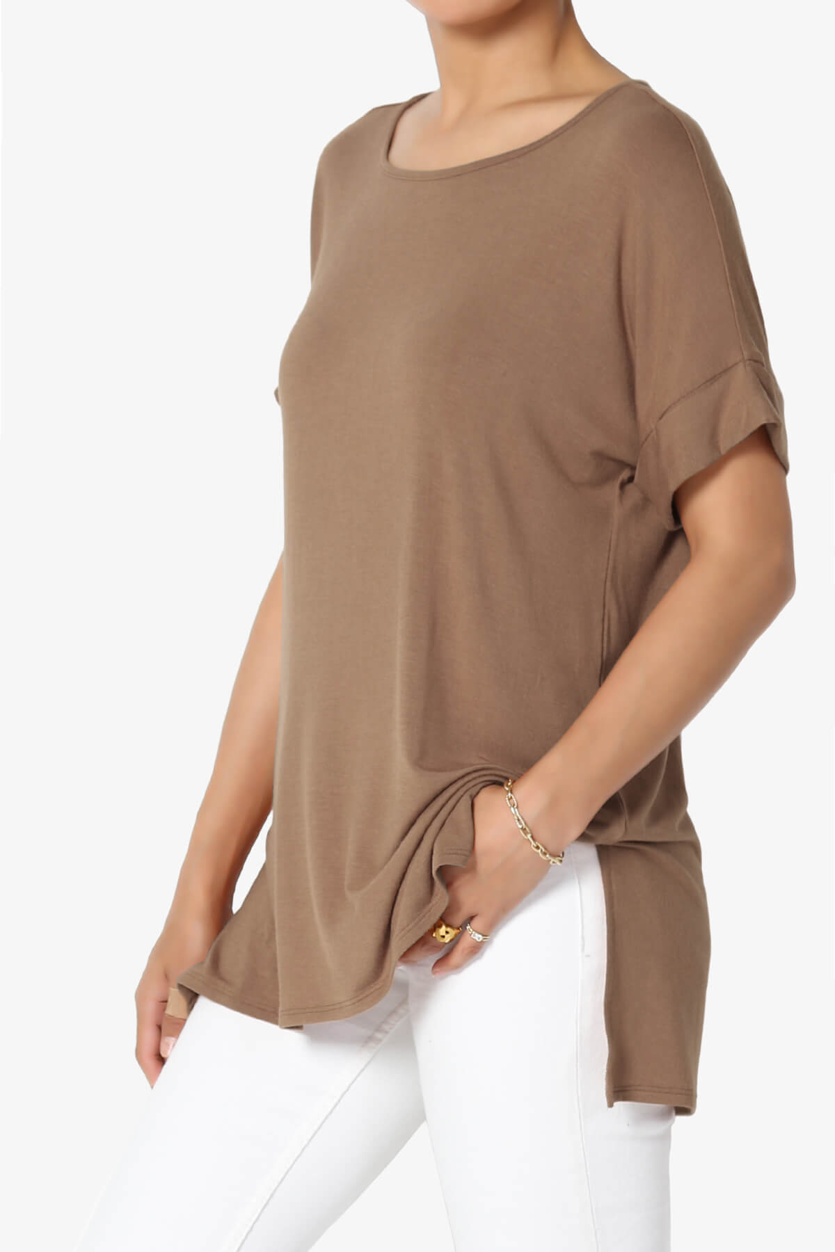 Poloma Modal Jersey Boat Neck Top DEEP CAMEL_3