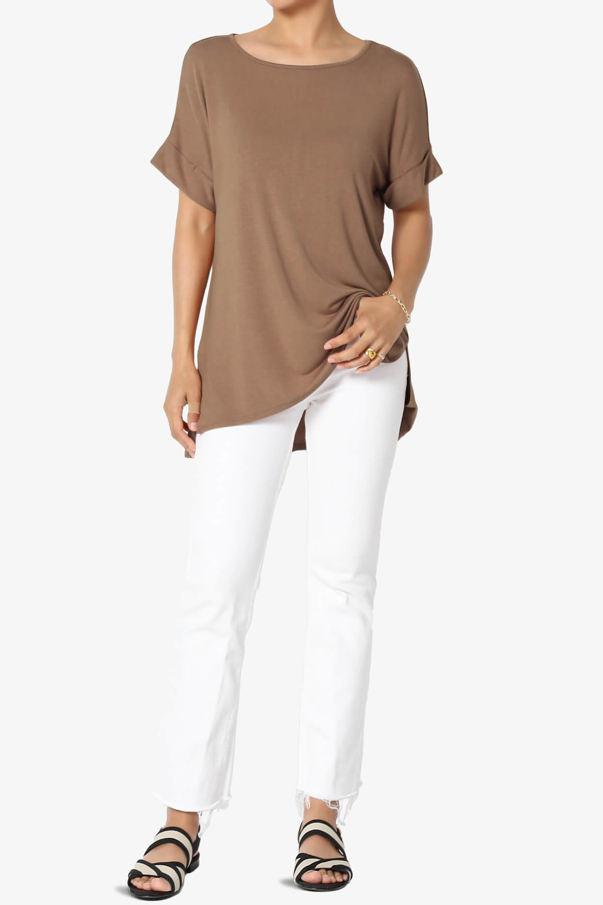 Poloma Modal Jersey Boat Neck Top DEEP CAMEL_6