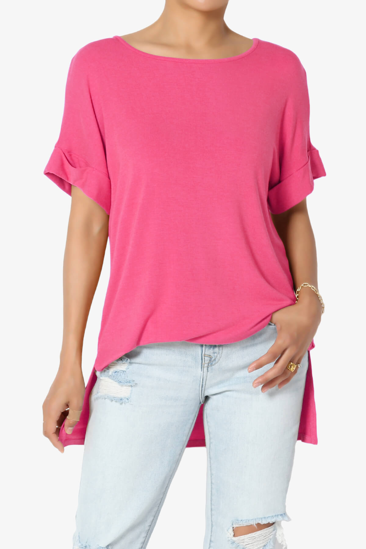 Poloma Modal Jersey Boat Neck Top FUCHSIA_1