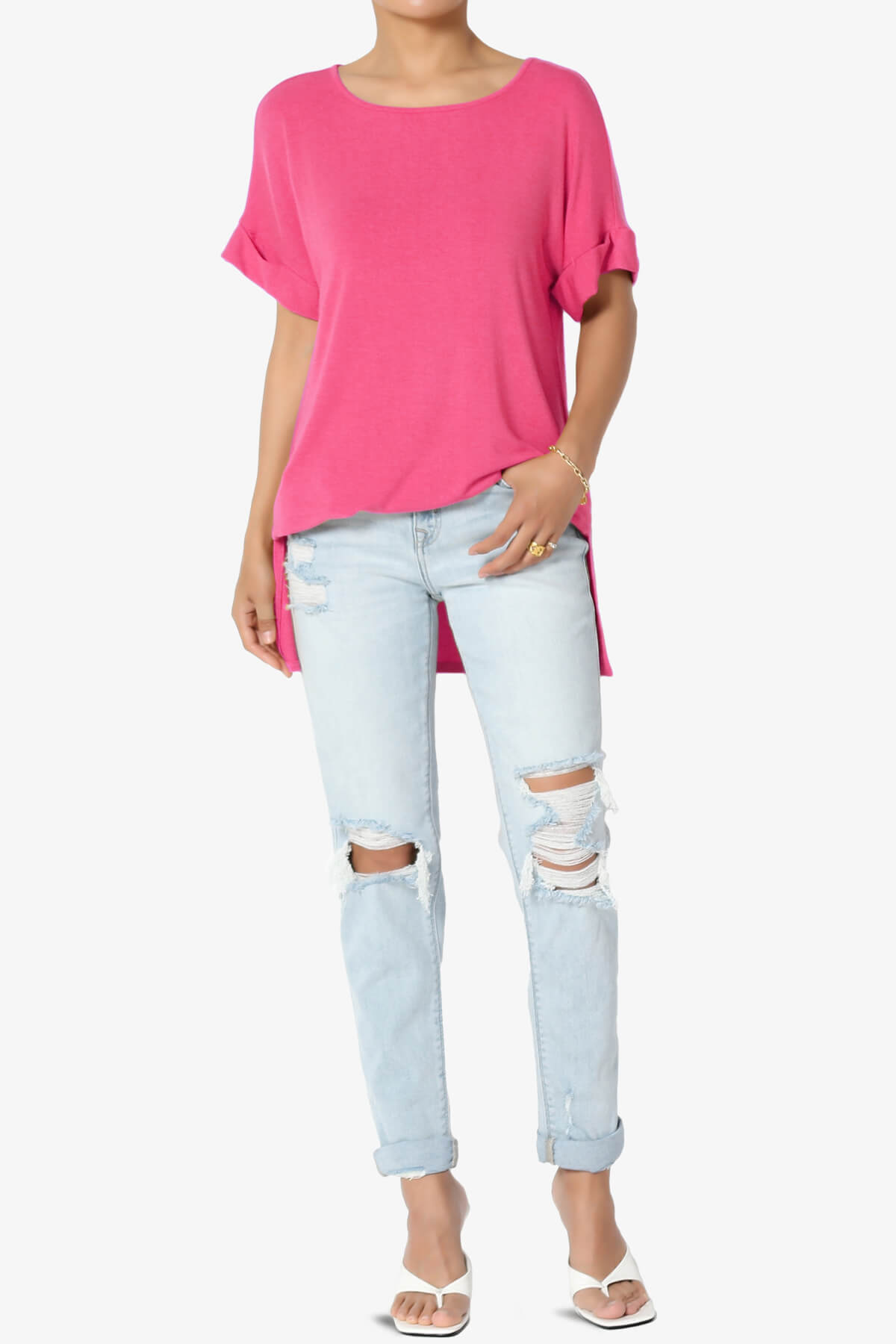 Poloma Modal Jersey Boat Neck Top FUCHSIA_6