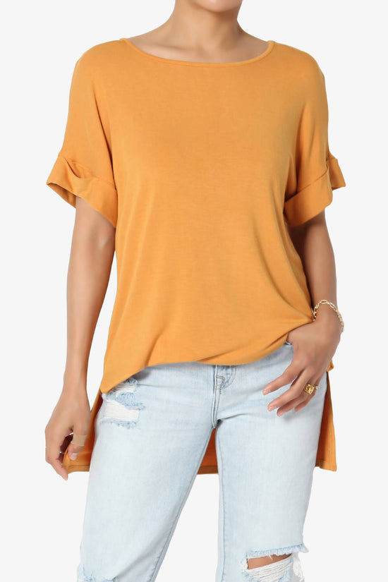 Poloma Modal Jersey Boat Neck Top GOLDEN MUSTARD_1