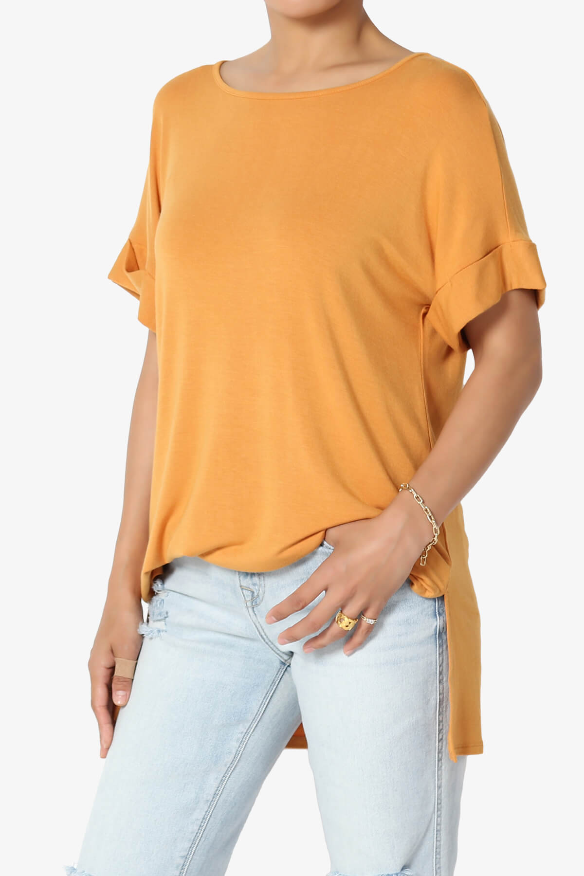 Poloma Modal Jersey Boat Neck Top GOLDEN MUSTARD_3