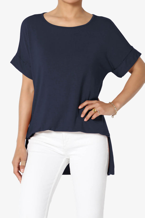 Poloma Modal Jersey Boat Neck Top NAVY_1