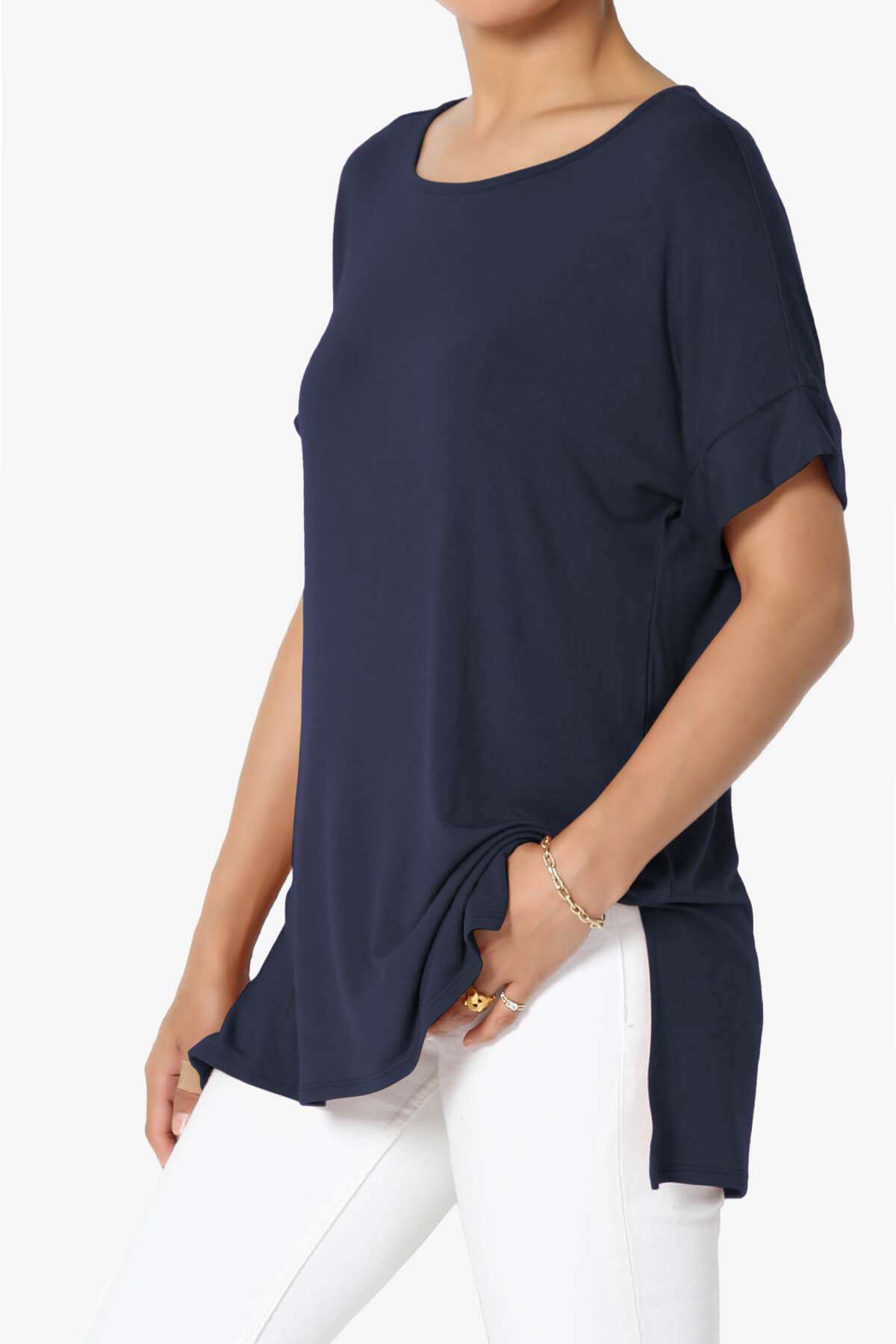 Poloma Modal Jersey Boat Neck Top NAVY_3