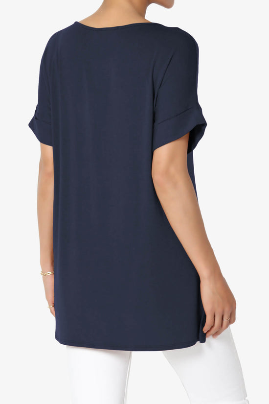Poloma Modal Jersey Boat Neck Top NAVY_4