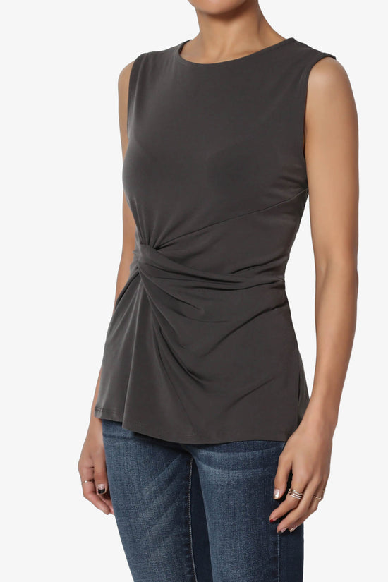 Qutie Knot Front Tank Top ASH GREY_3