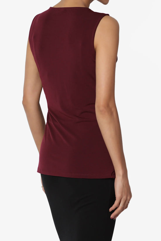 Qutie Knot Front Tank Top DARK BURGUNDY_4