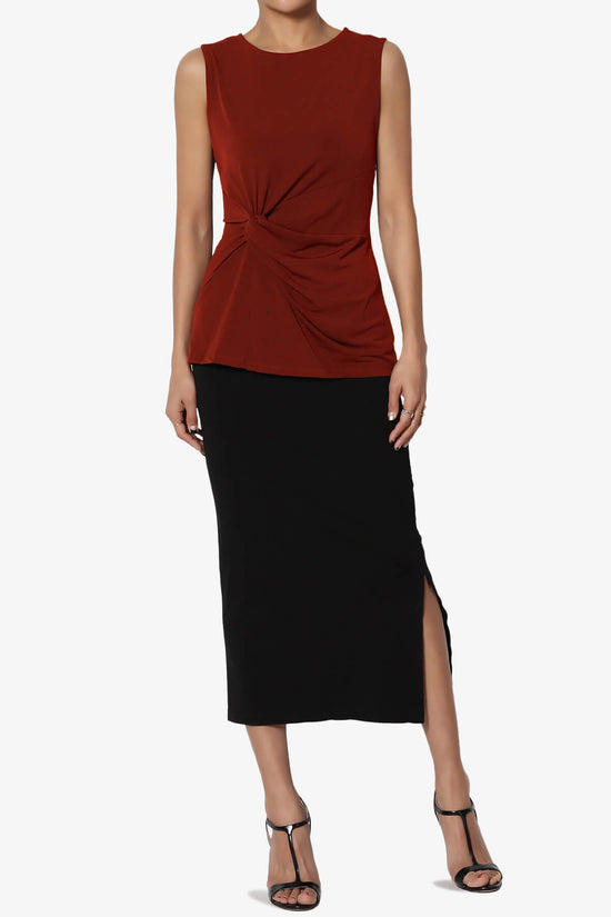 Qutie Knot Front Tank Top DARK RUST_6