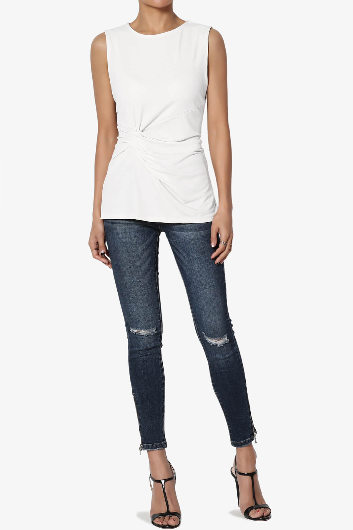 Qutie Knot Front Tank Top IVORY_6