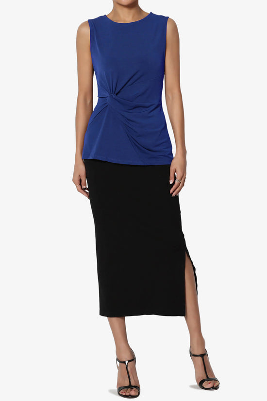 Qutie Knot Front Tank Top MID NAVY_6