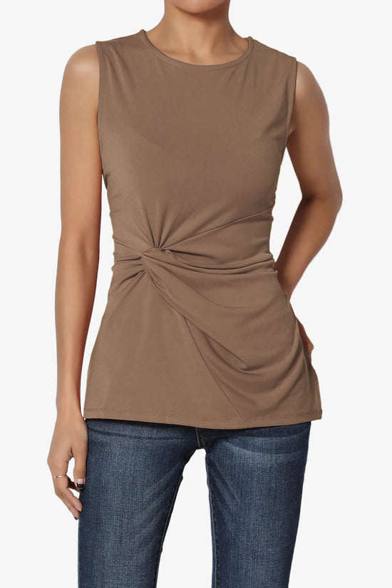 Qutie Knot Front Tank Top MOCHA_1