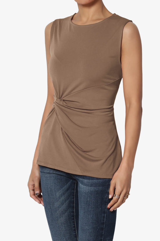 Qutie Knot Front Tank Top MOCHA_3