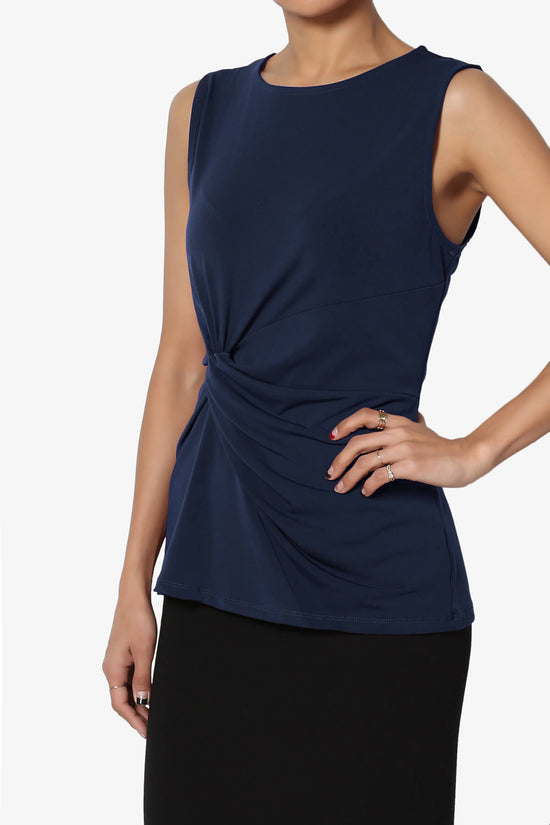 Qutie Knot Front Tank Top NAVY_3