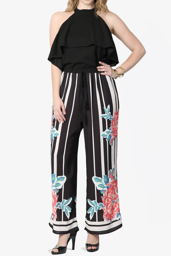 Raquel Ruffle Halter Bodysuit Top BLACK_6