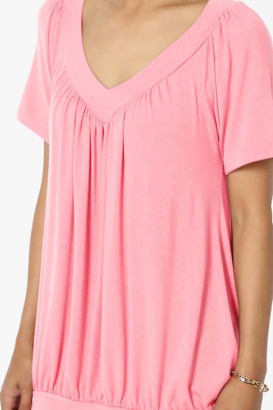 Rezume Shirred V-Neck Blouson Top BRIGHT PINK_5