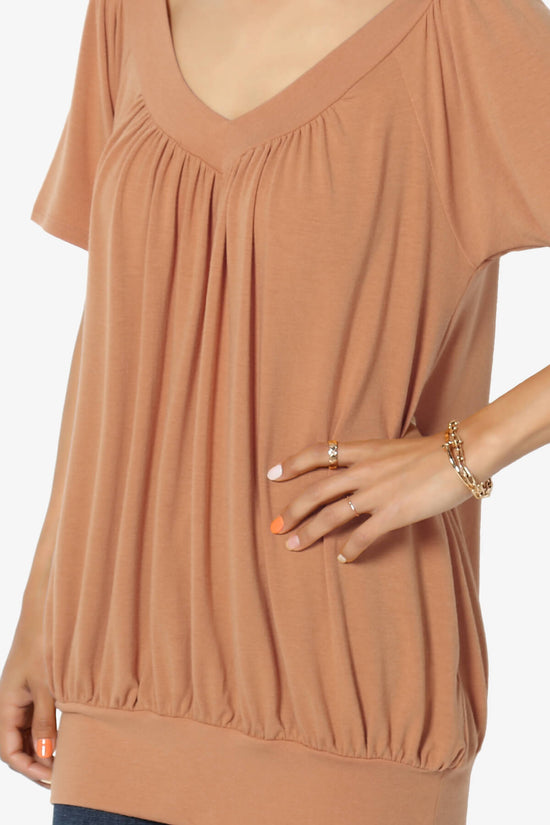 Rezume Shirred V-Neck Blouson Top BUTTER ORANGE_5