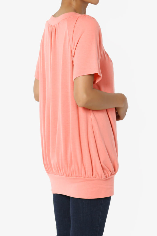 Rezume Shirred V-Neck Blouson Top CORAL_4